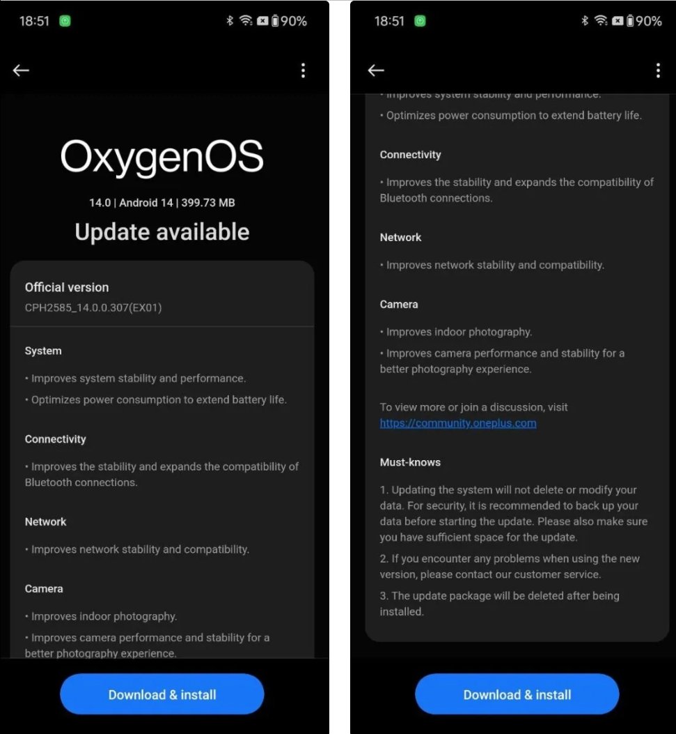 OnePlus 12R erhåller sin första uppdatering, OxygenOS 14.0.0.307